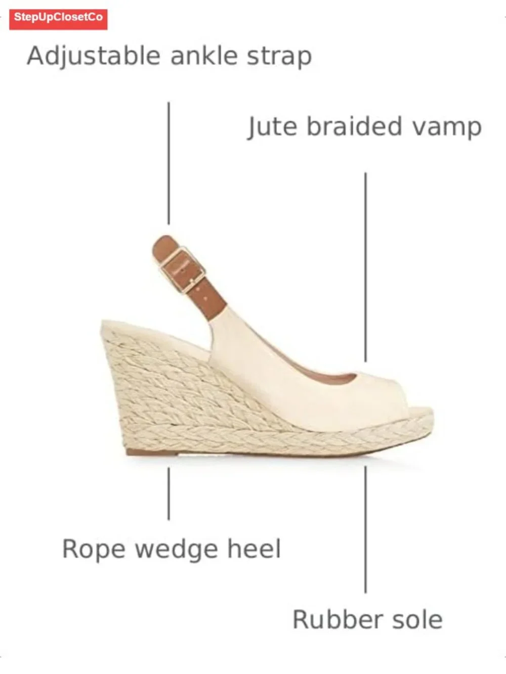 Wedge Sandals Peep Toe Espadrilles Platform Ankle Strap Slingback Summer Shoes
